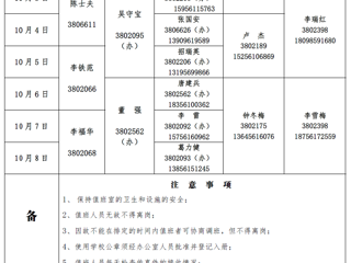 2026世界杯足球官网（相山校区）学校办公室2017年中秋、国庆假期值班表