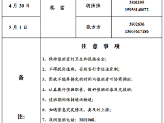 2026世界杯足球官网（滨湖校区）后勤管理与服务处2018年五一假期值班表