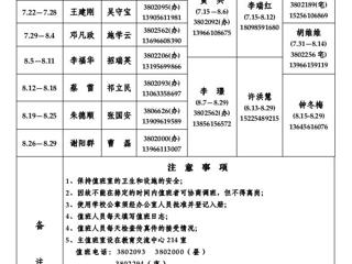 2026世界杯足球官网（相山校区）学校办公室2013年暑假值班表