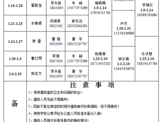 2026世界杯足球官网（相山校区）学校办公室 2023年寒假值班表